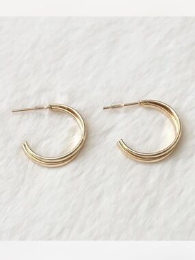 5/$15 🩷 MUST BUNDLE Classic Gold Double-Row Hoop Earrings - Women Jewelry
